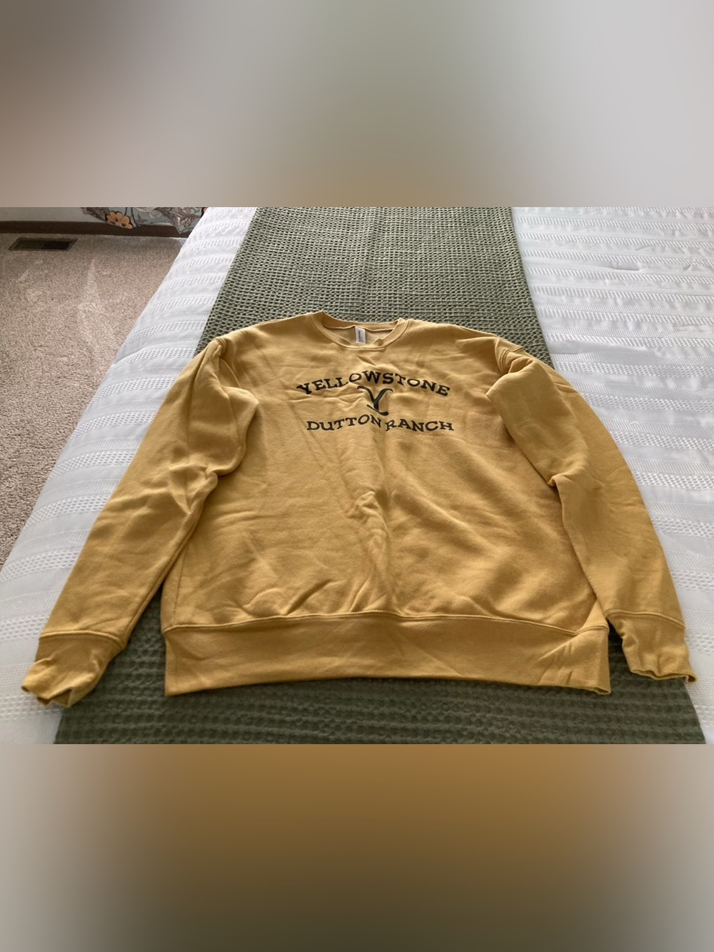 Women Bella canvas fleece mustard Yellowstone Dutton ranch crewneck sweatshirt s